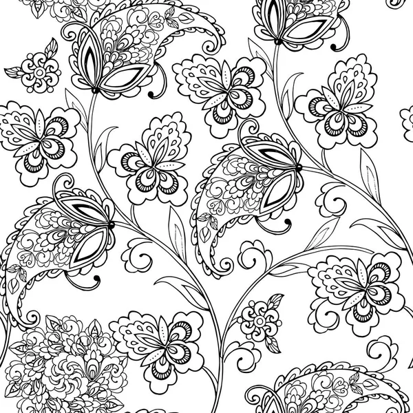 Flores ornamento oriental paisley para la página anti estrés para colorear . — Archivo Imágenes Vectoriales