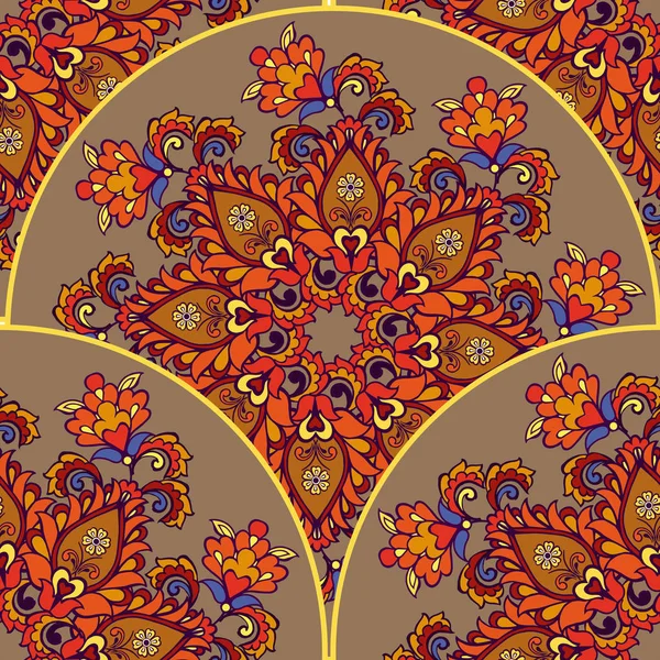 Mandala virágos varratmentes háttérben. Kerek dísz fantasztikus virágok és levelek. Dekoratív dísze hátteret szövet, textil, csomagolópapír. — Stock Vector