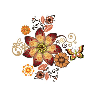 Mandalalar koleksiyonu. Altın yuvarlak etnik süsler kümesi. Vektör çizim. Beyaz arka plan üzerinde izole