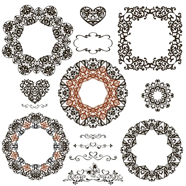 디자인 요소, 빈티지 로열티 프레임 및 테두리. 페이지 장식입니다. 벡터 일러스트입니다. 흰색 배경에 고립. — 스톡 벡터