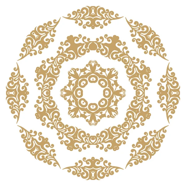 Mandalalar koleksiyonu. Altın yuvarlak etnik süsler kümesi. Vektör çizim. Beyaz arka plan üzerinde izole