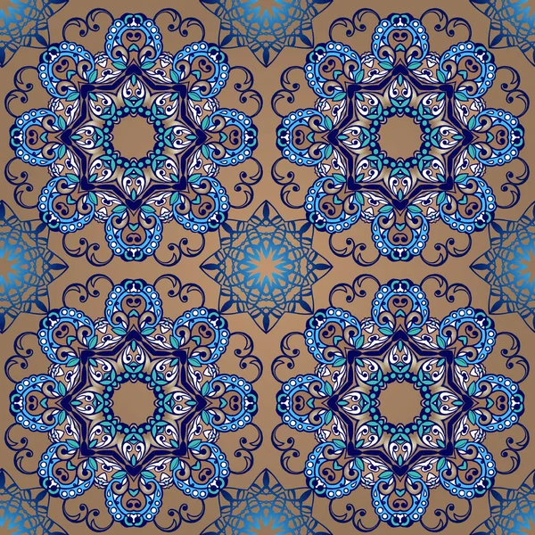 Luxuriöse mehrfarbige nahtlose Muster mit Mandala. Dekoratives Ornament für Stoff, Textilien, Packpapier. — Stockvektor