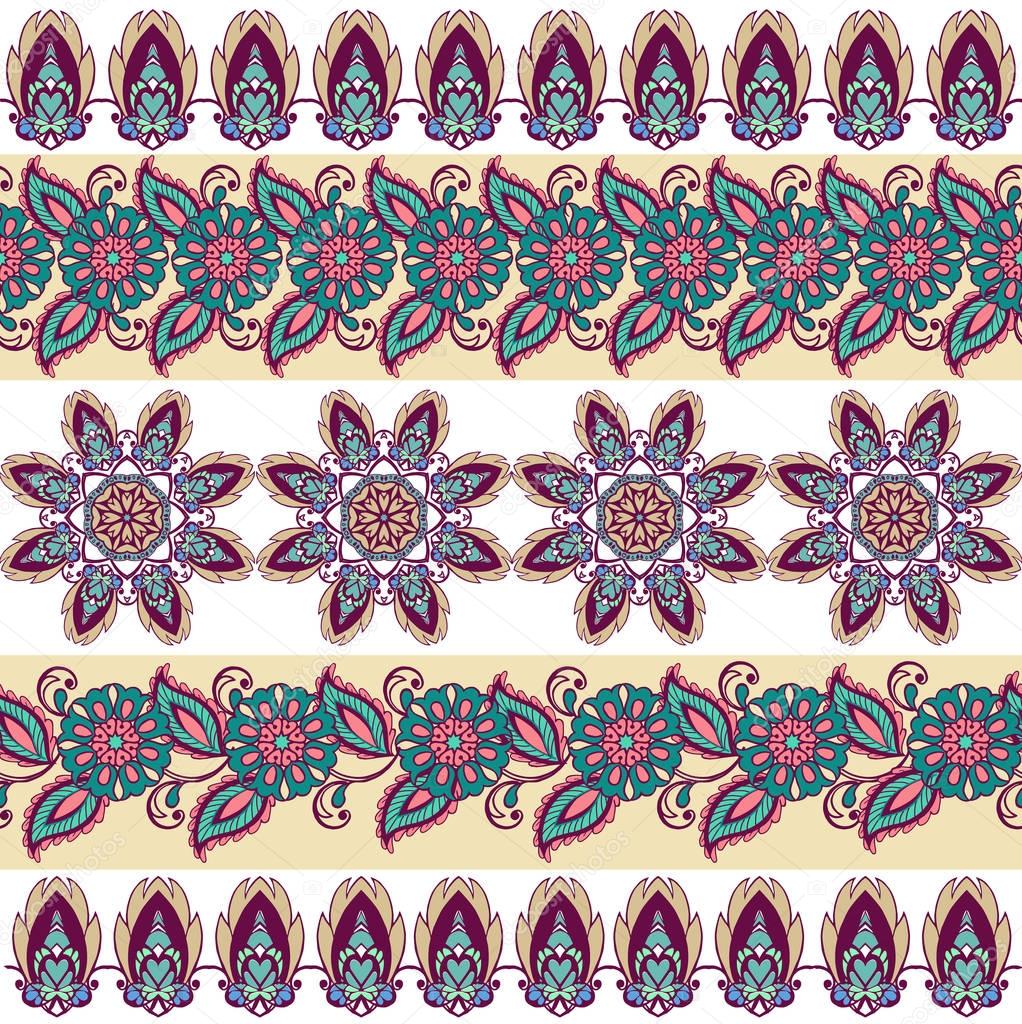 Collection of striped Oriental patterns with paisley.