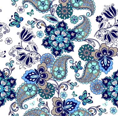 Oryantal seamless desenli modeli. Çiçek duvar kağıdı. Dekoratif süsleme kumaş, tekstil, kağıt ambalaj için. Geleneksel oryantal Dikişsiz desenli desen.