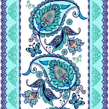 Turkuaz oryantal seamless desenli modeli. Çiçek duvar kağıdı. Dekoratif süsleme kumaş, tekstil, kağıt ambalaj için. Geleneksel oryantal Dikişsiz desenli desen.