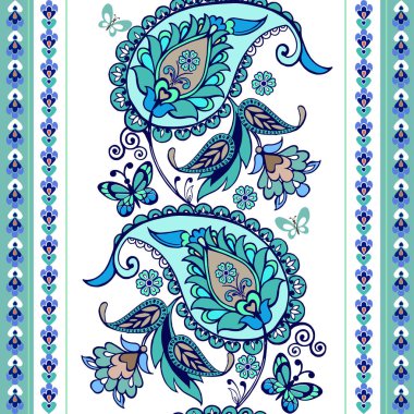 Turkuaz oryantal seamless desenli modeli. Çiçek duvar kağıdı. Dekoratif süsleme kumaş, tekstil, kağıt ambalaj için. Geleneksel oryantal Dikişsiz desenli desen.