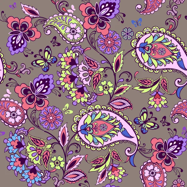 Orientaliska sömlös paisley mönster i rosa toner. Blommiga tapeter. Dekorativ prydnad för tyg, textil, omslagspapper. Traditionella orientaliska sömlös paisley mönster — Stock vektor