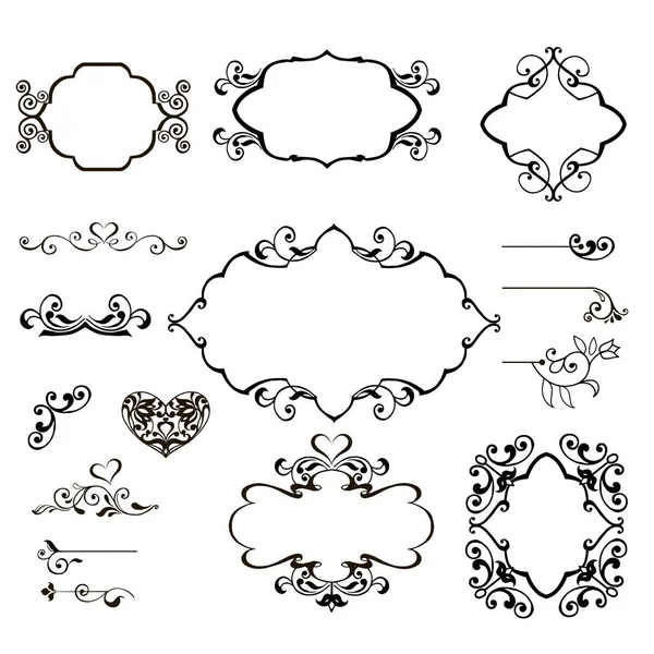 Vector fleurir ornements vintage pour les cartes de vœux. Collection d'illustration de décoration en filigrane . — Image vectorielle