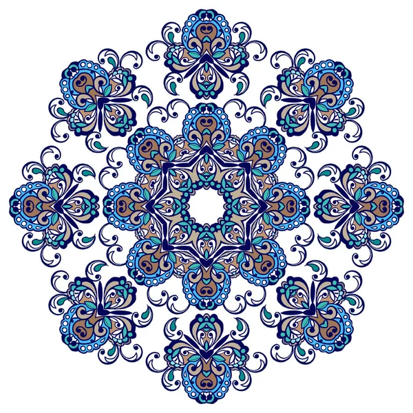 Mandala w kolorze niebieskim. Element tradycyjnej arabskiej, indyjskiej ornament. — Wektor stockowy