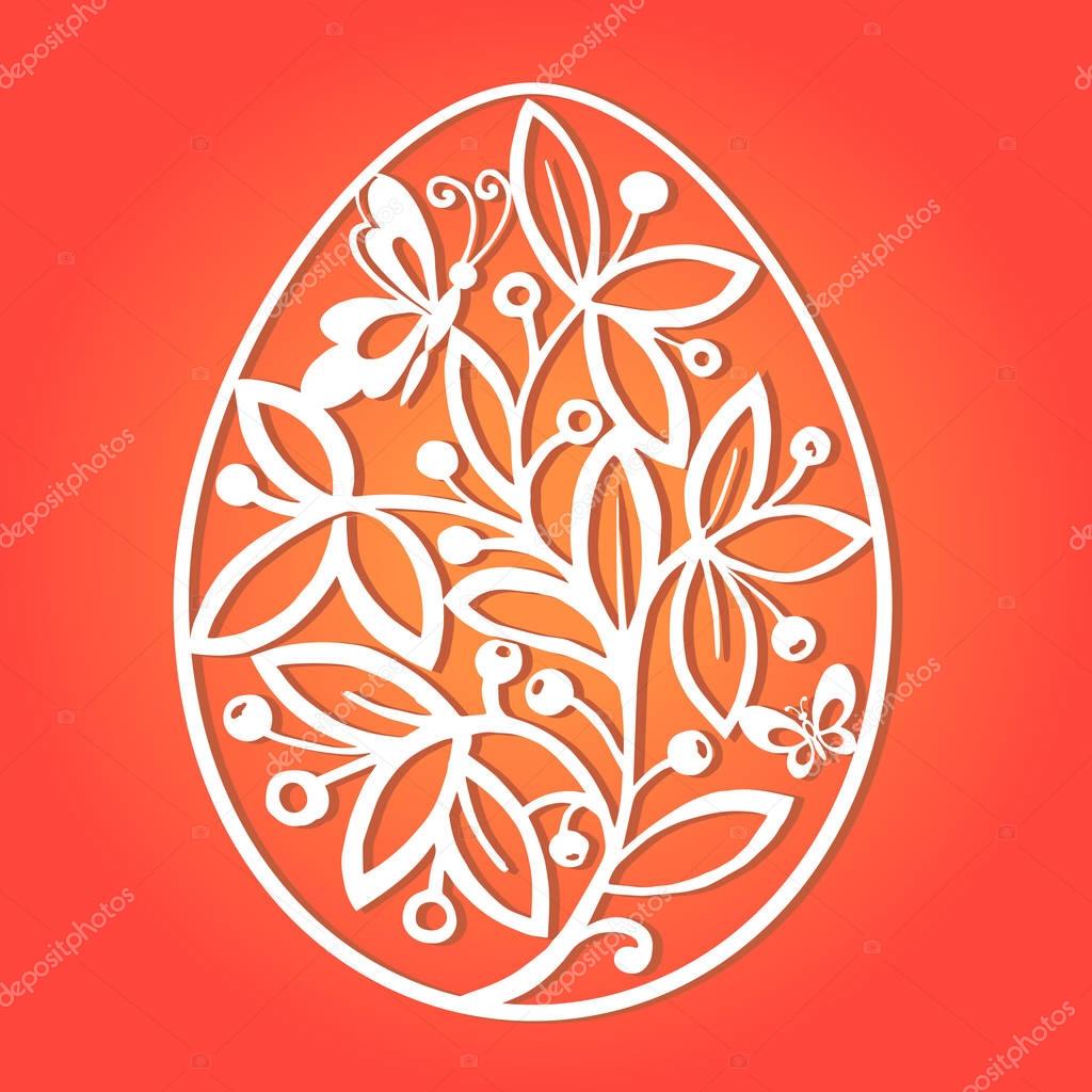 Easter egg for laser cutting. Vector decorative eggs.