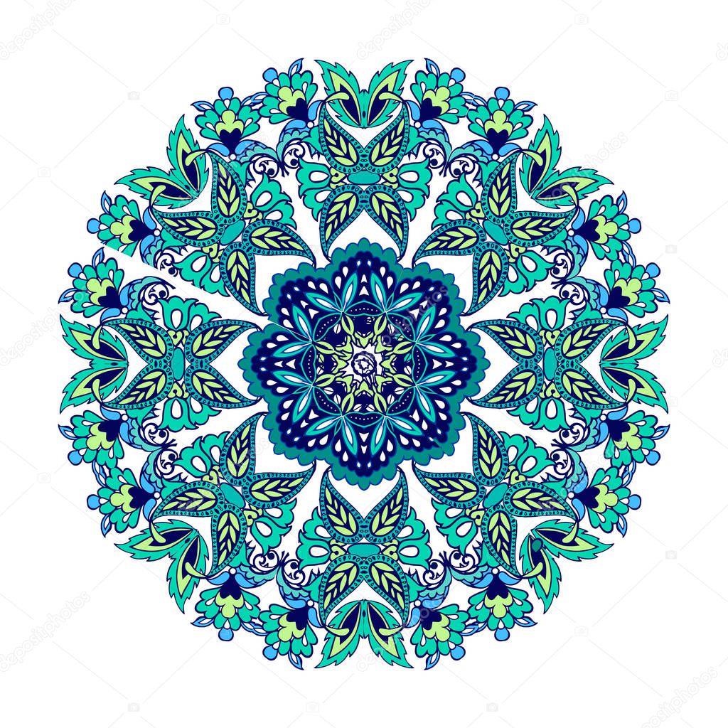  Mandala in blue. Element of traditional Arabic, Indian ornament. Vector illustration.