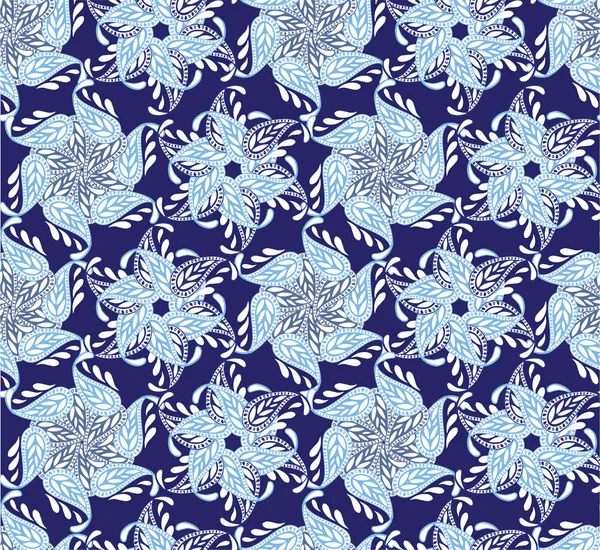 Luxuoso padrão de azulejo sem costura floral azul. Papel de parede floral. D — Vetor de Stock