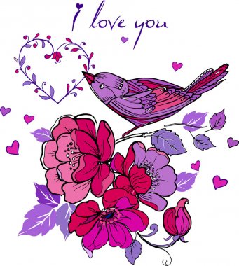 Vektör kalpleri ve mor kuşlar ile seamless modeli. Kumaş, tekstil, kağıt ambalaj için Dekoratif süsleme zemin