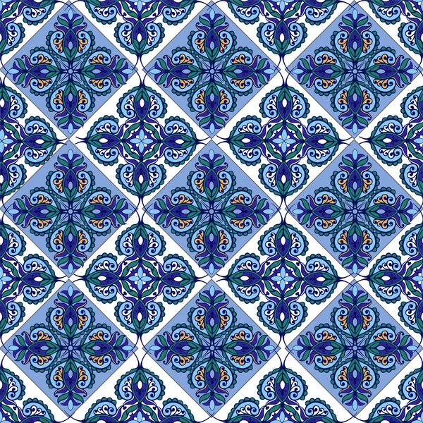 Безseamless damask pattern blue color — стоковый вектор