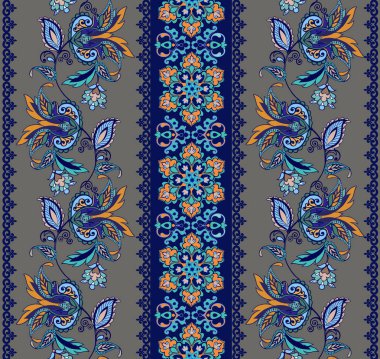 Fantastik çiçekler ile çiçek sınırları. Vintage çiçek adam