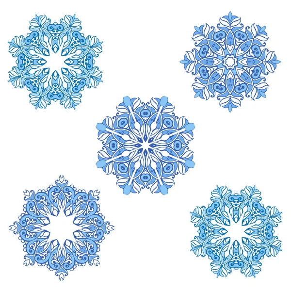 Collection de beaux flocons de neige vectoriels — Image vectorielle