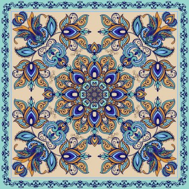 Güzel vektör desen. Tasarım kullanılan kart, bandana baskı, atkı tasarımı, peçete