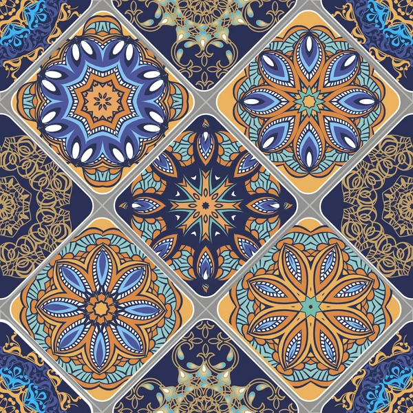 Patchwork-Muster. Vintage dekorative Elemente. Blumentapete. Dekoratives Ornament für Stoff, Textilien, Packpapier — Stockvektor