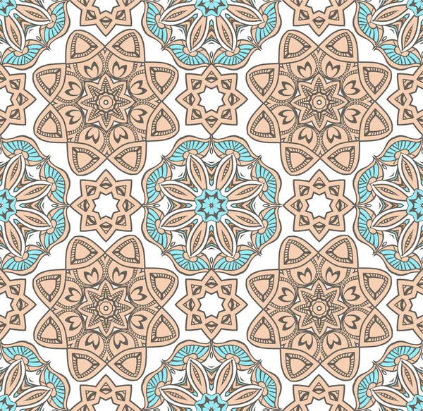 Ornement carrelé ethnique floral avec fleurs.Fond d'écran floral. Ornement décoratif pour tissu, textile, papier d'emballage — Image vectorielle