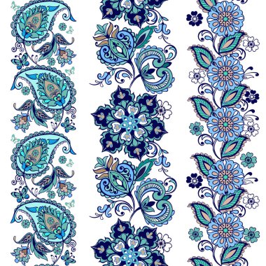Paisley ile çizgili seamless modeli.