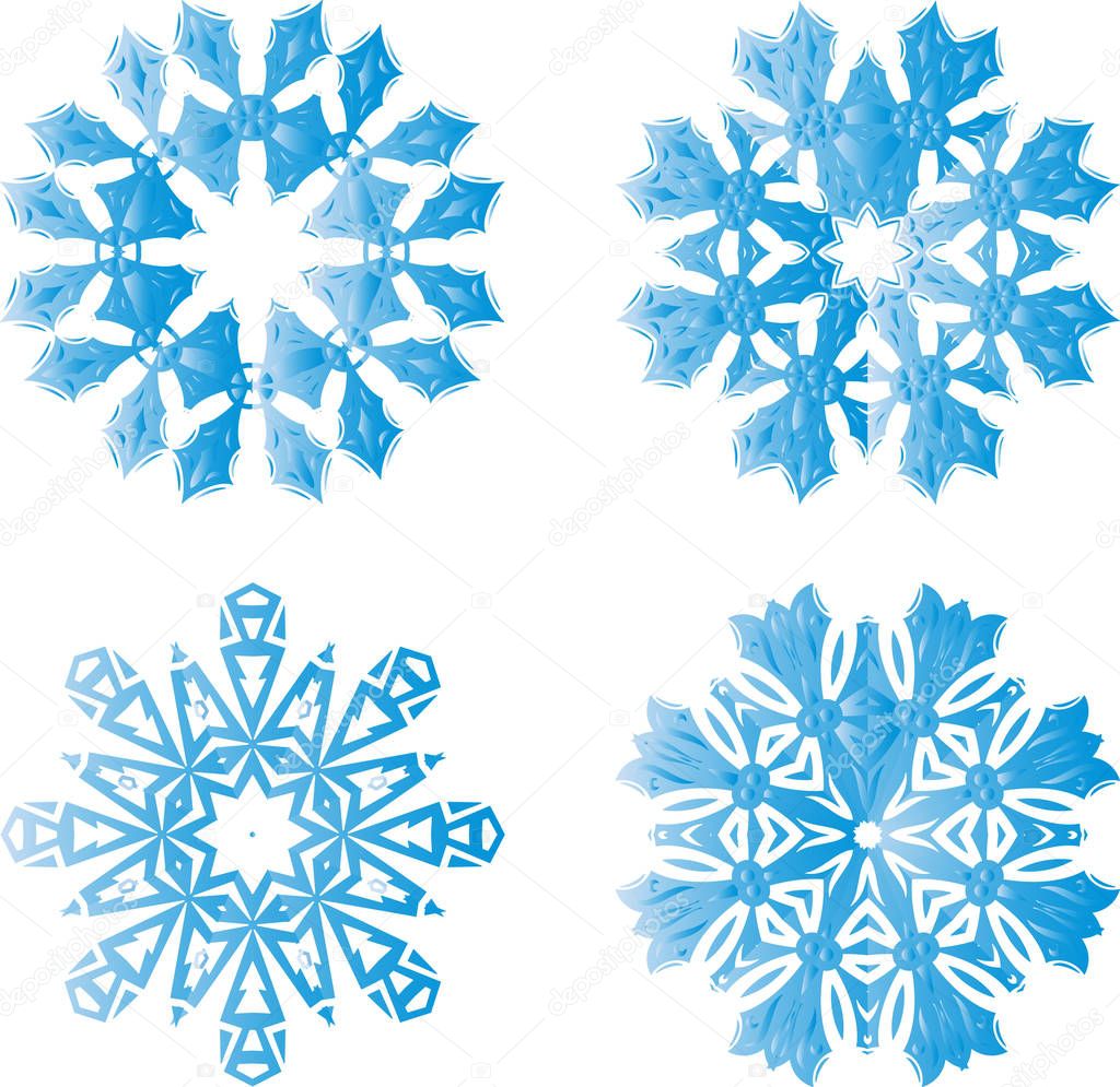 Vector collection of snowflakes in the sky.