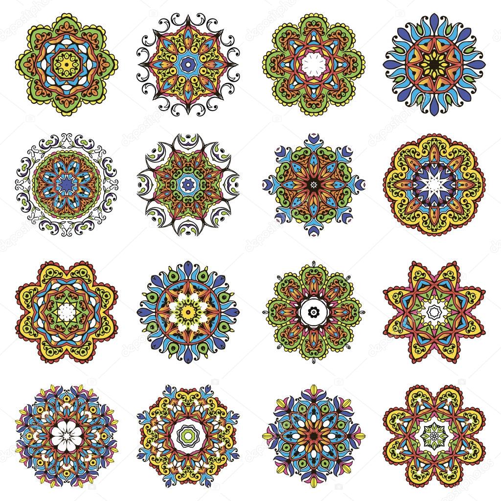 Set of colorful mandalas.