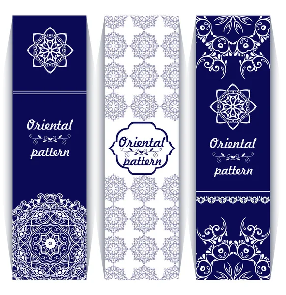 Zestaw pionowych banerów z orientalne ornamenty — Wektor stockowy