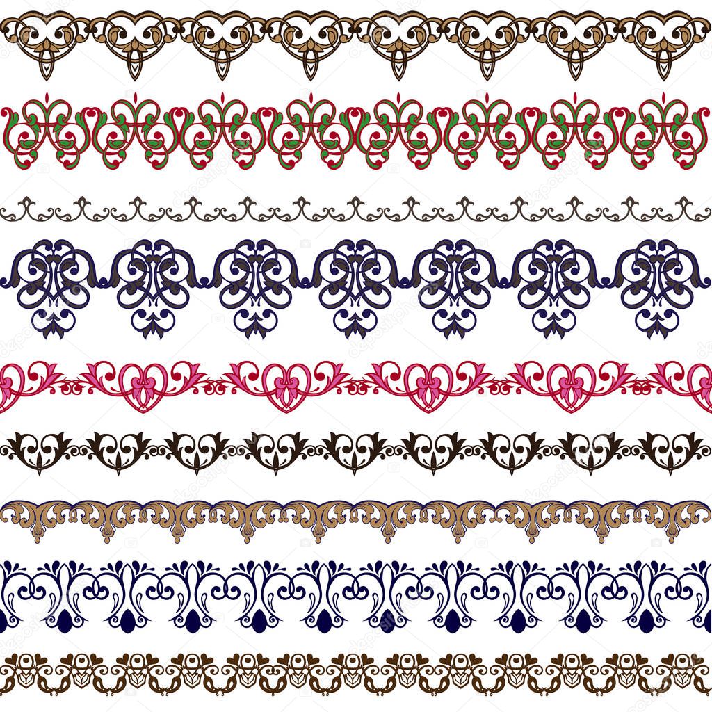 Collection of vintage vector borders. Vector illustration.
