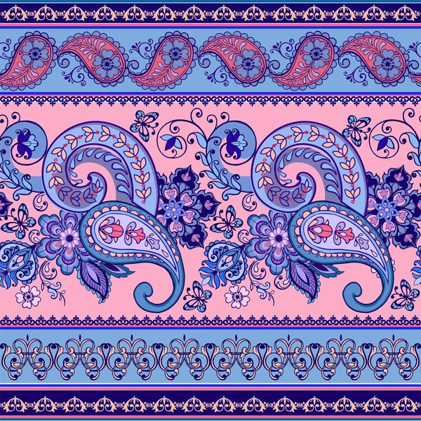 Güzel Hint çiçek desenli sorunsuz süsleme desen. Paisley ile çizgili seamless modeli. Çiçek duvar kağıdı. Dekoratif süsleme kumaş, tekstil, kağıt ambalaj için. abstraghirovatabstraktnyiabstraktsiiaekstraktkonspiektriefierat
