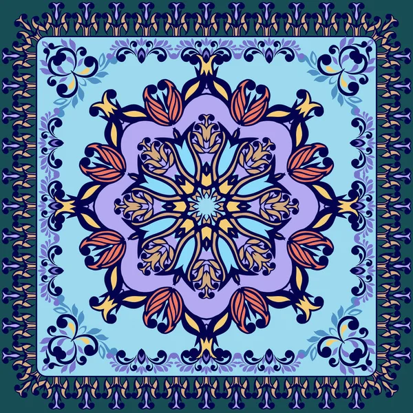 Fantastischer Blumenschmuck. schöne Vektormuster. Design kann für Karte, Bandana-Druck, Taschentuch-Design, Serviette verwendet werden. — Stockvektor