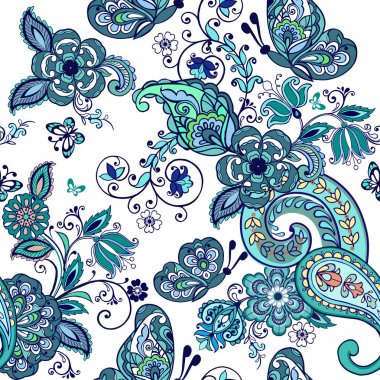 Oryantal seamless desenli modeli. Çiçek duvar kağıdı. Dekoratif süsleme kumaş, tekstil, kağıt ambalaj için. Geleneksel oryantal Dikişsiz desenli desen.