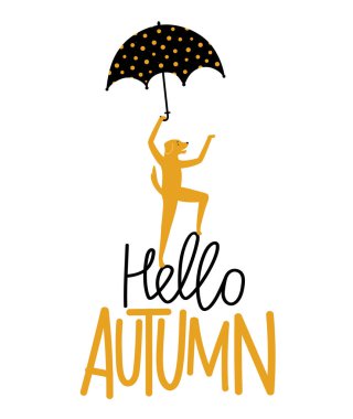 Retriever şemsiyesi ve letterin ile vektör illüstrasyonu