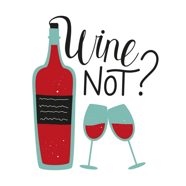 Ilustracja wektora z czerwoną butelką wina i kilkoma kieliszkami. — Wektor stockowy