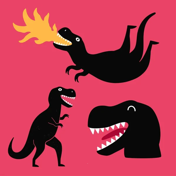 Illustrazione vettoriale con tirannosauro nero — Vettoriale Stock