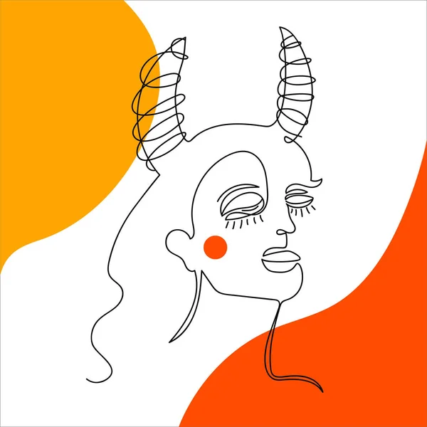 Vector illustration with demoness woman. Modern abstract poster, — Stock vektor