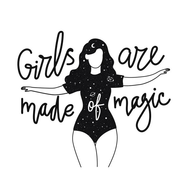 Vector illustration with outline woman body wiithout face. Girls