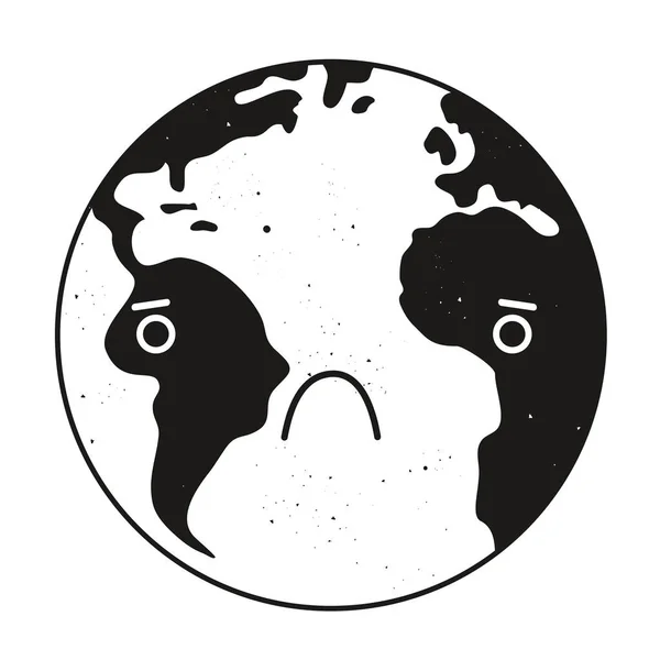 Schwarz-Weiß-Vektorillustration mit traurigem Gesicht im Cartoon-Stil — Stockvektor