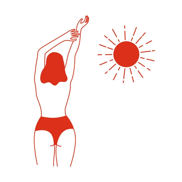 Illustration vectorielle avec contour corps de femme avec dos nu et r Vecteur En Vente