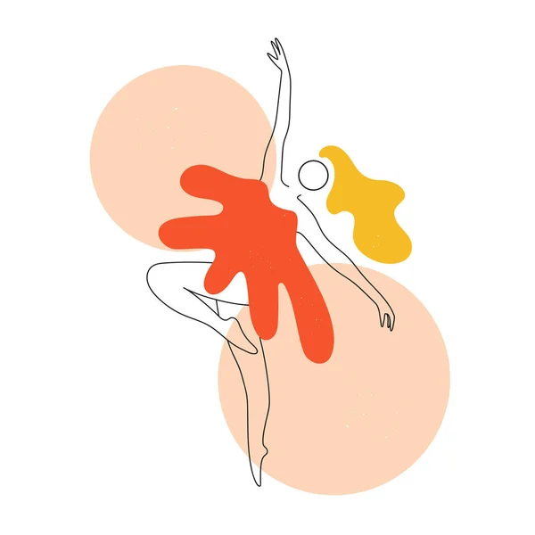 Formes Géométriques Taches Colorées Éléments Conception Impression Féminine Avec Ballerine — Image vectorielle