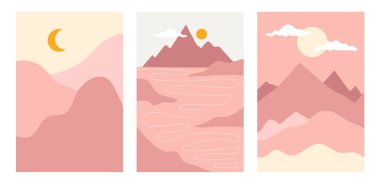 Soyut geometrik kağıt kesim biçimi açık hava seti