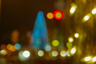 Kentsel ortamda Noel Tema hakkında bulanık bokeh