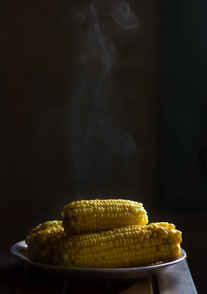 Hot steaming corn Stock Image