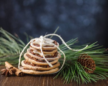 Yatay tebrik kartı Noel kurabiyeleri