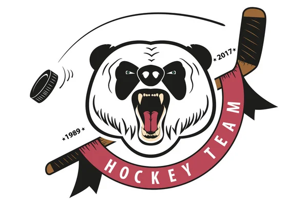 Panda enojado. logo del equipo de hockey . — Vector de stock