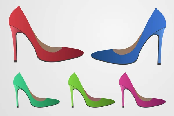 Sapatos femininos cores diferentes —  Vetores de Stock