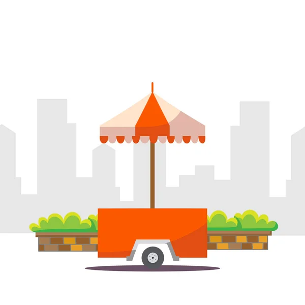 Jolie illustration vectorielle de chariot de distribution de nourriture de rue dessin animé . — Image vectorielle