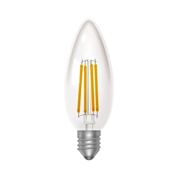 Transparent glödlampa. LED energisnåla lampor. Realistisk ikon — Stock vektor