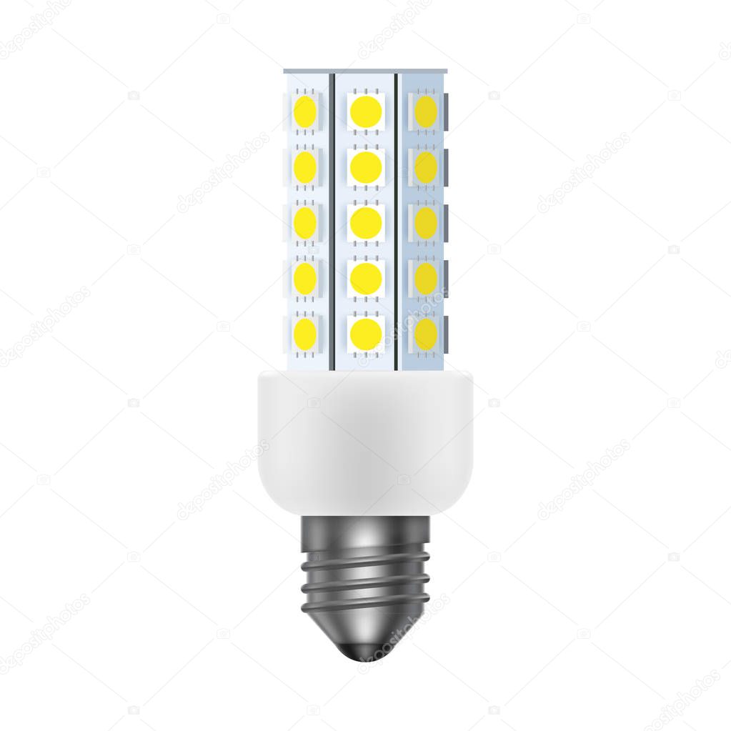 Led energy saving lamp bulb. Realistic icon