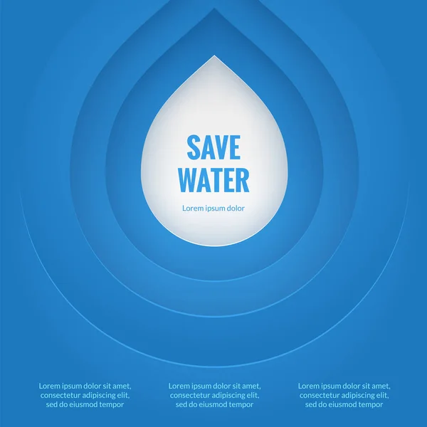 Шаблон экологического дизайна. Оставь плакат с водой. Синий фон с капельной формой. Концепция Всемирного дня воды . — стоковый вектор