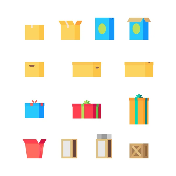 Öppna och stänga olika färgglada lådor set — Stock vektor